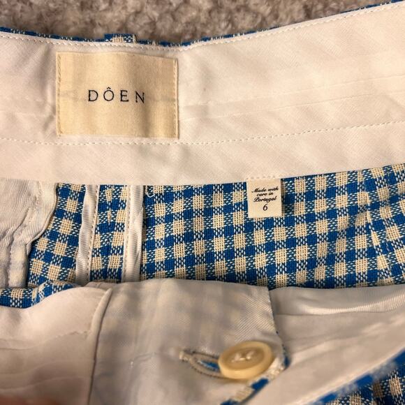DOEN Kingsley Short Southampton Gingham Blue Plaid Shorts Size 6 - Picture 6 of 8